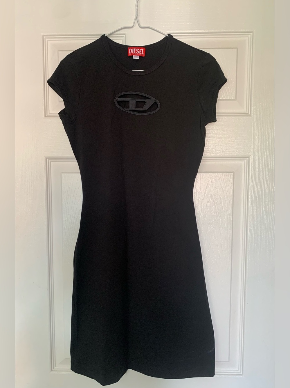 Diesel D-Angiel Black Cut Out Logo Dress